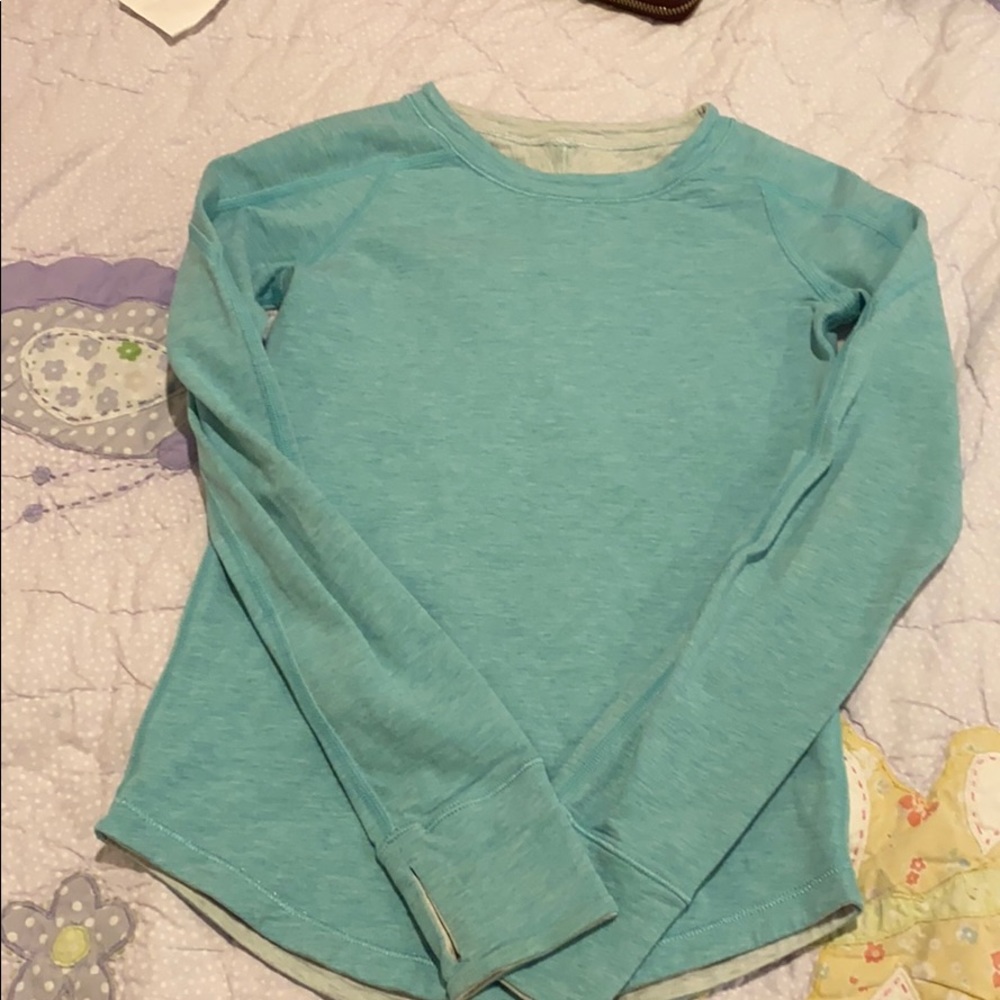Reversible blue and white long sleeve. Size 8.